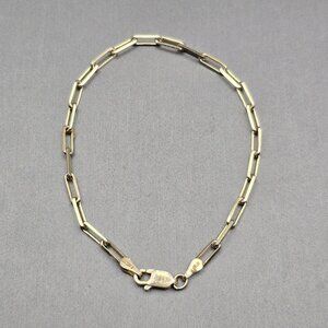 LIRM Sterling Silver 925 Vermeil 2.5mm Paperclip Chain Bracelet 7" Made In Italy